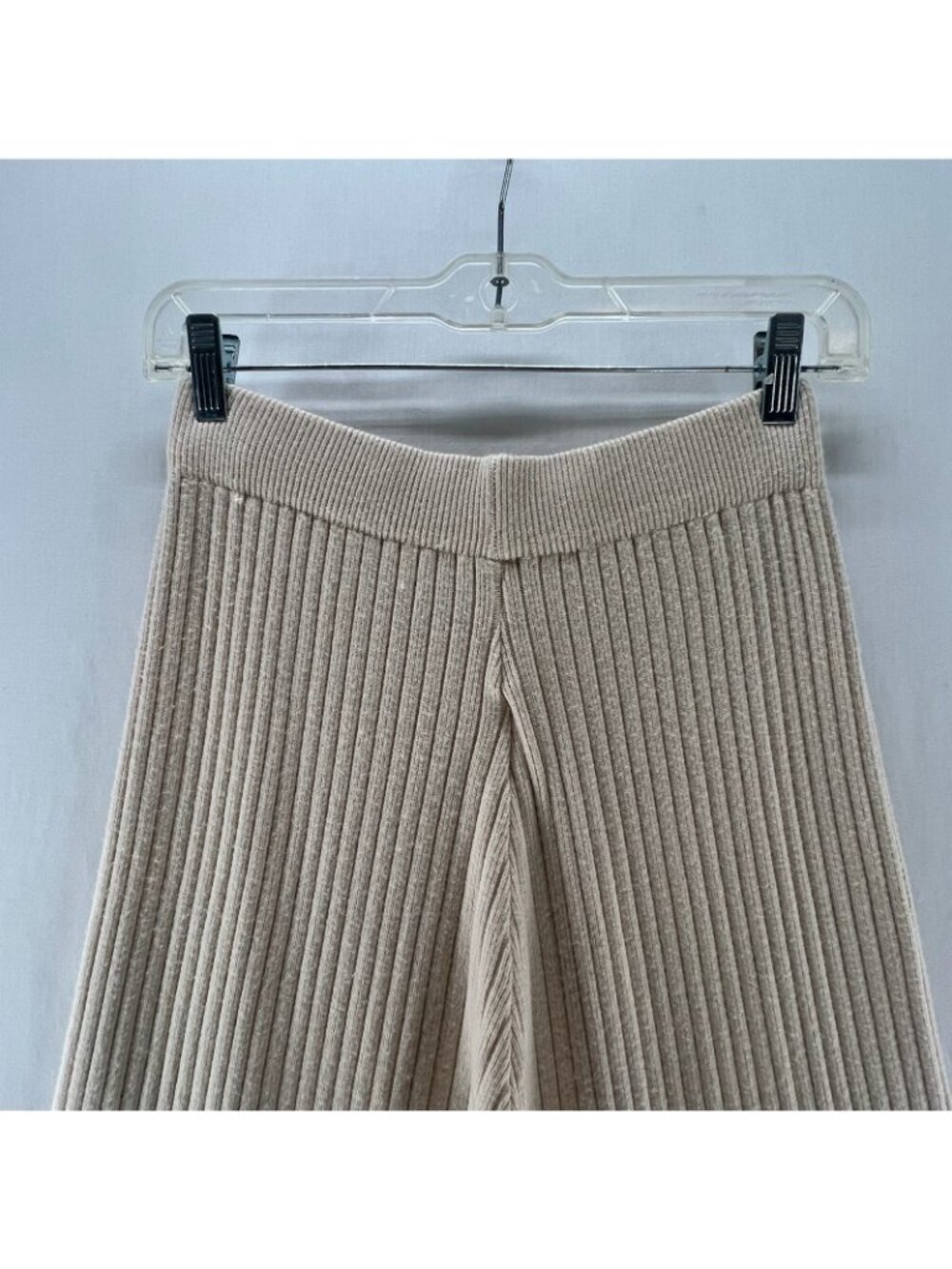 J.ING Ribbed Knit Wide Leg Lounge Pants Women One Size Stretch Drawstring Beige - Picture 8 of 12